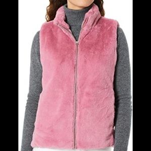 J. crew pink fuzzy faux fur vest size small